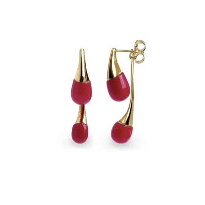 GOLD & HONEY WOMEN'S PINK / GOLD INTERCHANGEABLE DOUBLE DROP EARRINGS IN PINK FLAMINGO