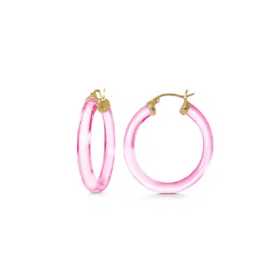 GOLD & HONEY WOMEN'S GOLD / PINK THIN KATE HOOPS IN PINK