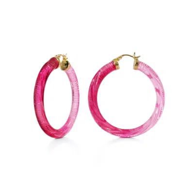 GOLD & HONEY WOMEN'S PINK / GOLD / RED PINK OMBRE HOOP EARRINGS
