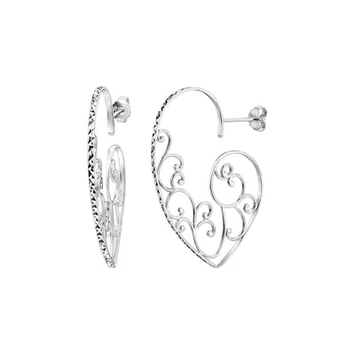 GOLD & HONEY WOMEN'S SILVER FILIGREE HEART EARRINGS