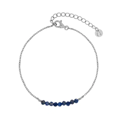 GOLD TRIP WOMEN'S BLUE / SILVER BLUE LAPIS BEADS BRACELET IN SILVER