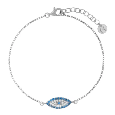 GOLD TRIP WOMEN'S BLUE / SILVER BLUE LUCKY EVIL EYE BRACELET IN SILVER
