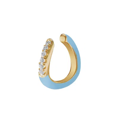 GOLD TRIP WOMEN'S BLUE / SILVER / GOLD BLUE ENAMEL WAVE EAR CUFF IN GOLD