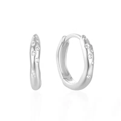 GOLD TRIP WOMEN'S COSMIC HUGGIE HOOPS IN SILVER