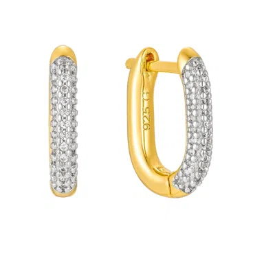 GOLD TRIP WOMEN'S CRYSTAL U HOOP EARRINGS IN GOLD