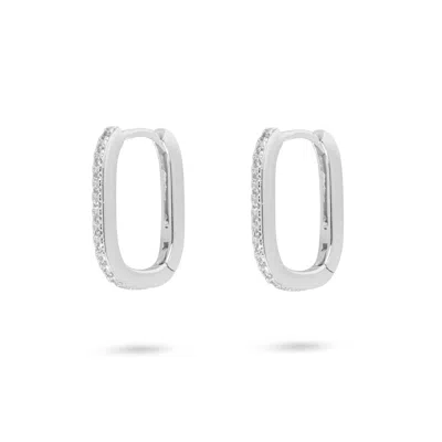 GOLD TRIP WOMEN'S GOLD / WHITE / SILVER EVERYDAY CRYSTAL U HOOP EARRINGS IN SILVER