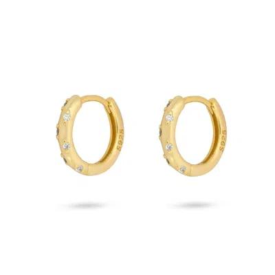 GOLD TRIP WOMEN'S SILVER / GOLD / WHITE MYSTIC HUGGIE HOOPS IN GOLD