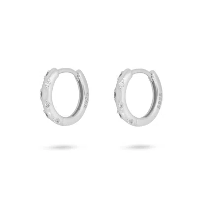 GOLD TRIP WOMEN'S SILVER / GOLD / WHITE MYSTIC HUGGIE HOOPS IN SILVER