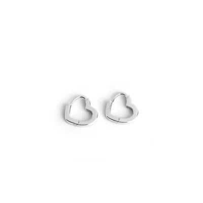 GOLD TRIP WOMEN'S HOLLOW HEART HOOPS IN SILVER