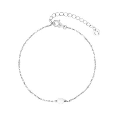 GOLD TRIP WOMEN'S NEUTRALS / SILVER SINGLE PEARL BRACELET IN SILVER