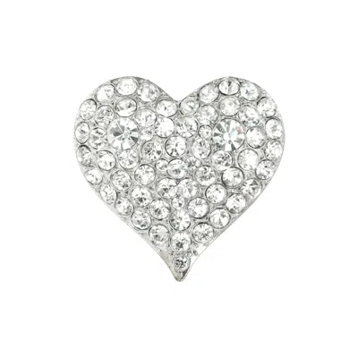 GOLD TRIP WOMEN'S SILVER VINTAGE JEWEL HEART BROOCH