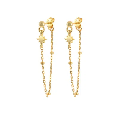 GOLD TRIP WOMEN'S STAR CHAIN DROP EARRINGS IN GOLD