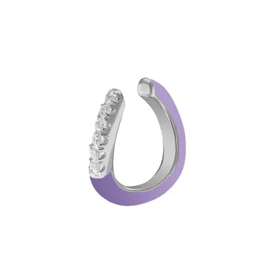 GOLD TRIP WOMEN'S WHITE / SILVER / PINK PURPLE ENAMEL WAVE EAR CUFF IN SILVER