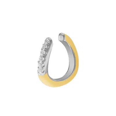 GOLD TRIP WOMEN'S YELLOW / ORANGE / WHITE YELLOW ENAMEL WAVE EAR CUFF IN SILVER