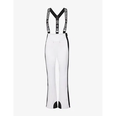 GOLDBERGH WOMENS 8000 WHITE HIGH END LOGO-STRAP STRETCH SKI TROUSERS