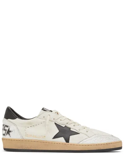 GOLDEN GOOSE GOLDEN GOOSE BALL STAR MEN'S WHITE/BLACK LEATHER LOW TOP SNEAKERS