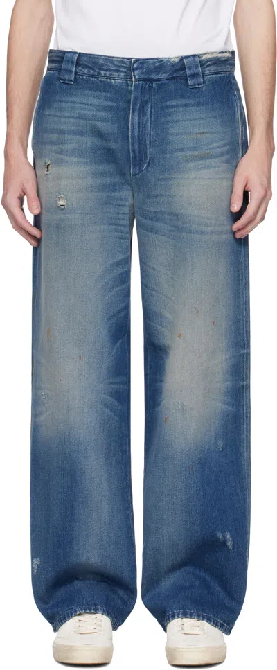 GOLDEN GOOSE BLUE DISTRESSED JEANS