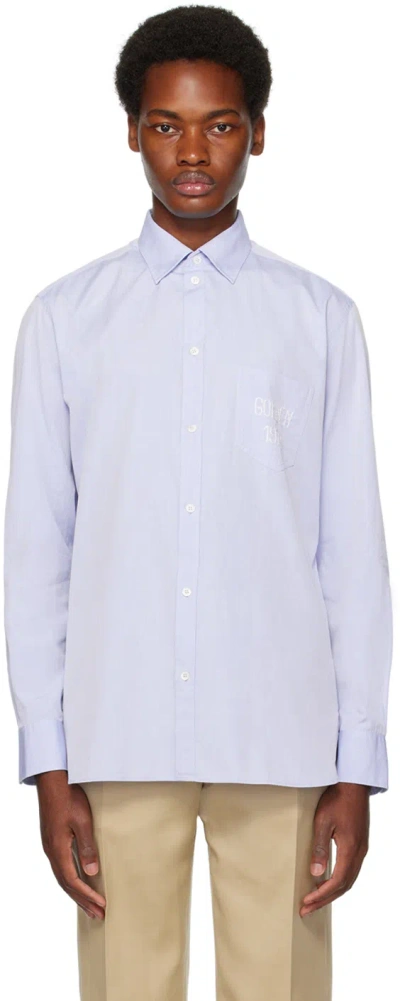 GOLDEN GOOSE BLUE EMBROIDERED SHIRT