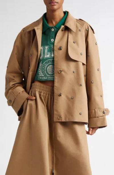 GOLDEN GOOSE GOLDEN GOOSE CRYSTAL EMBELLISHED OVERSIZE TRENCH JACKET