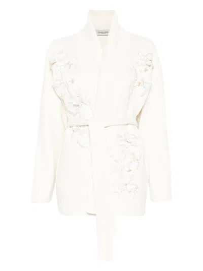 GOLDEN GOOSE FLORAL-EMBELLISHED BELTED CARDIGAN