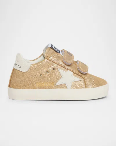 GOLDEN GOOSE GIRL'S SCHOOL METALLIC SUEDE STAR SNEAKERS, BABY