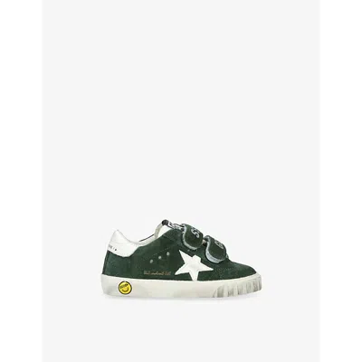 GOLDEN GOOSE DARK GREEN KIDS' OLD SCHOOL STAR-APPLIQUÉ SUEDE LOW-TOP TRAINERS EUR 23 /6.5 UK