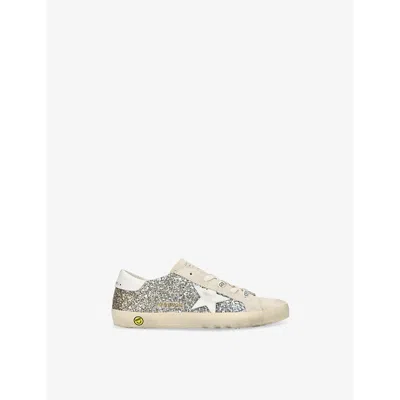 GOLDEN GOOSE KIDS' SUPER-STAR YOUNG GLITTER-UPPER MIXED-MATERIAL LOW-TOP TRAINERS EUR 30 / 12 UK