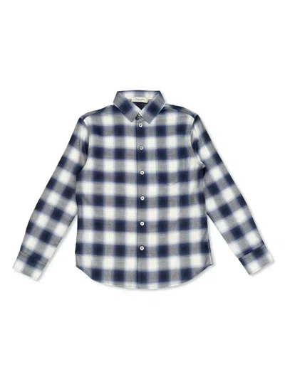 GOLDEN GOOSE LOGO-PRINT CHECKED SHIRT