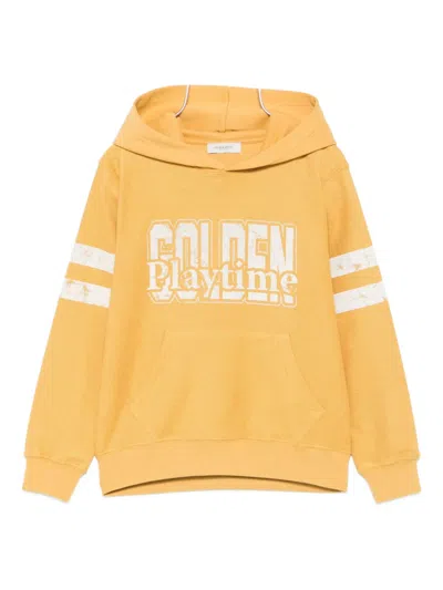 GOLDEN GOOSE LOGO-PRINT SLEEVE-STRIPE HOODIE