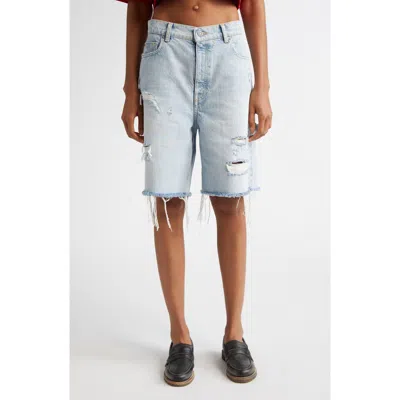 GOLDEN GOOSE GOLDEN GOOSE MARSHA DESTROYED CUTOFF DENIM BERMUDA SHORTS