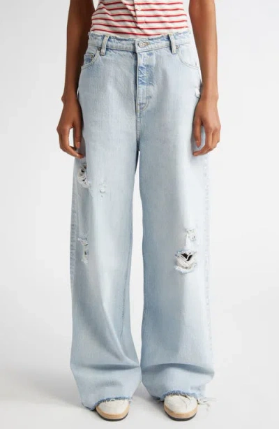 GOLDEN GOOSE GOLDEN GOOSE MELODY DISTRESSED RAW HEM WIDE LEG JEANS