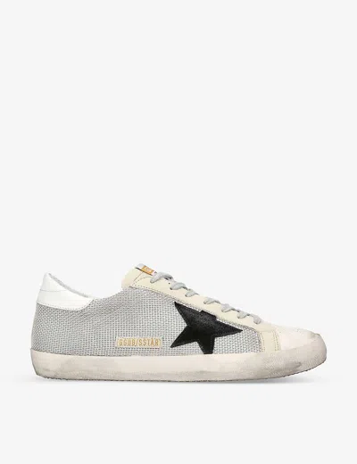 GOLDEN GOOSE MENS WHITE/COMB SUPERSTAR STAR-APPLIQUÉ LEATHER AND MESH LOW-TOP TRAINERS EUR 41 / 7 UK