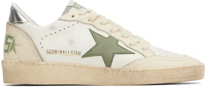 GOLDEN GOOSE OFF-WHITE & KHAKI BALL STAR SNEAKERS