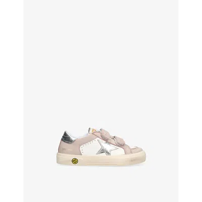 GOLDEN GOOSE PALE PINK KIDS' MAY LEATHER LOW-TOP TRAINERS EUR 23 /6.5 UK
