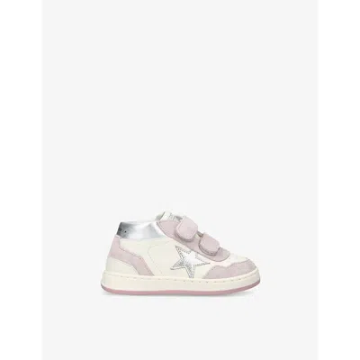 GOLDEN GOOSE PINK COMB KIDS' JUNE LOGO-PRINT LEATHER MID-TOP TRAINE