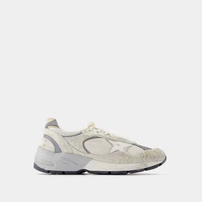 GOLDEN GOOSE SNEAKERS RUNNING DAD - GOLDEN GOOSE DELUXE BRAND - CUIR - BLANC/ARGENTÉ