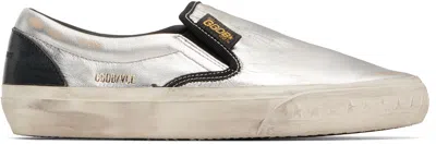 GOLDEN GOOSE SILVER & BLACK VCE PENSTAR SNEAKERS
