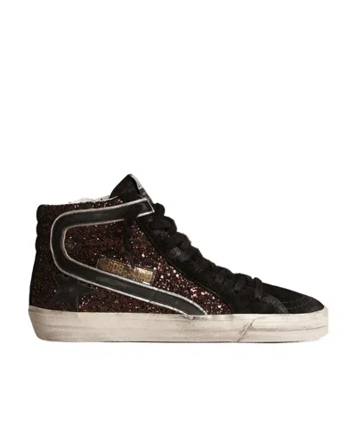 GOLDEN GOOSE GOLDEN GOOSE DELUXE BRAND SLIDE GLITTER HIGH-TOP LACE-UP SNEAKERS
