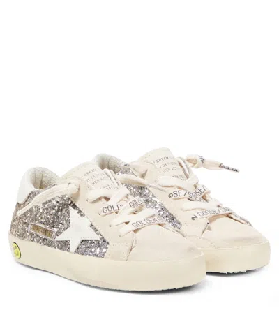 GOLDEN GOOSE SUPER-STAR GLITTER LEATHER SNEAKERS