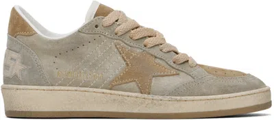 GOLDEN GOOSE TAUPE TONAL SUEDE BALL STAR SNEAKERS