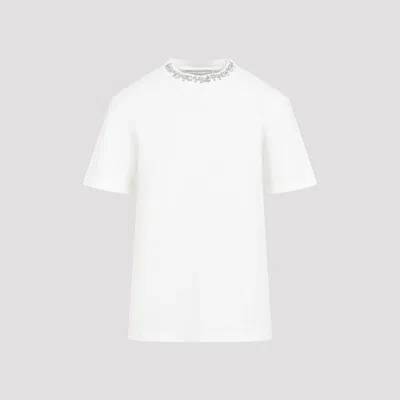 GOLDEN GOOSE WOMEN WHITE CREWNECK EMBELLISHED T-SHIRT, XS LUXURY T-SHIRTS FOR WOMEN DARVEYS