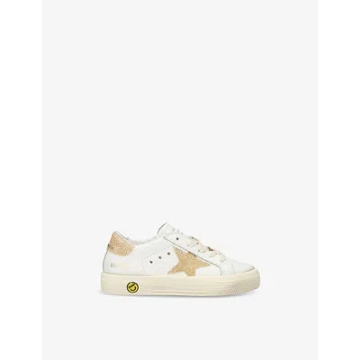 GOLDEN GOOSE WHITE/OTH KIDS' MAY LEATHER LOW-TOP TRAINE