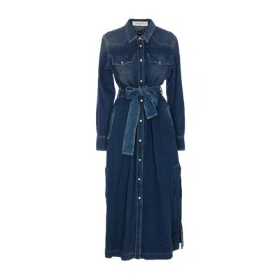 GOLDEN GOOSE GOLDEN GOOSE WOMEN BELTED CHEMISE DENIM DRESS