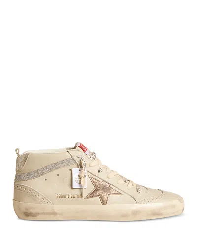 GOLDEN GOOSE WOMEN'S MID STAR ALMOND TOE STAR PATCH & CRYSTAL FABRIC SNEAKERS