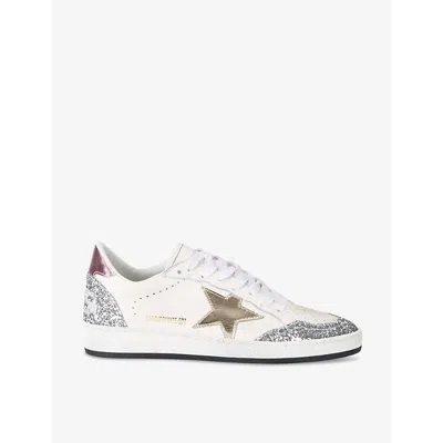 GOLDEN GOOSE WOMENS WHITE/COMB BALLSTAR EXCLUSIVE SEQUIN-EMBELLISHED LEATHER LOW-TOP TRAINERS EUR 42/ 9 UK