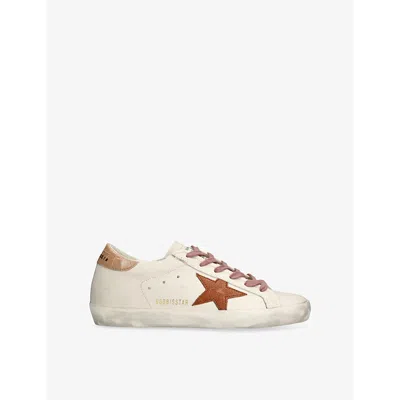 GOLDEN GOOSE WOMENS CREAM COMB SUPERSTAR 12117 STAR-APPLIQUÉ LEATHER LOW-TOP TRAINERS EUR 41 / 8 UK