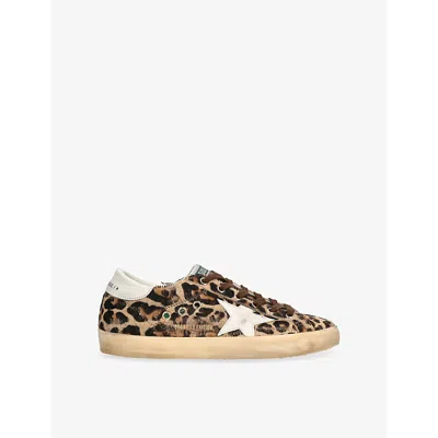 GOLDEN GOOSE WOMENS BROWN/OTH SUPERSTAR 55630 LEOPARD-PRINT LEATHER LOW-TOP TRAINERS EUR 37 / 4 UK