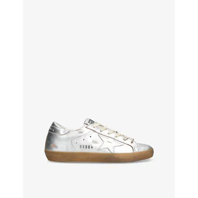 GOLDEN GOOSE WOMENS SILVER SUPERSTAR 70100 METALLIC LEATHER LOW-TOP TRAINERS EUR 35 / 2 UK