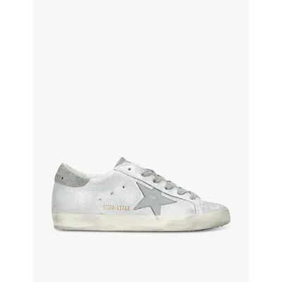 GOLDEN GOOSE WOMENS SILVER SUPERSTAR 70302 LEATHER LOW-TOP TRAINERS EUR 37 / 4 UK