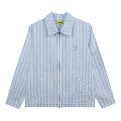 GOLF WANG GOLF WANG WIDE SEERSUCKER WORK JACKET 'BLUE/WHITE'